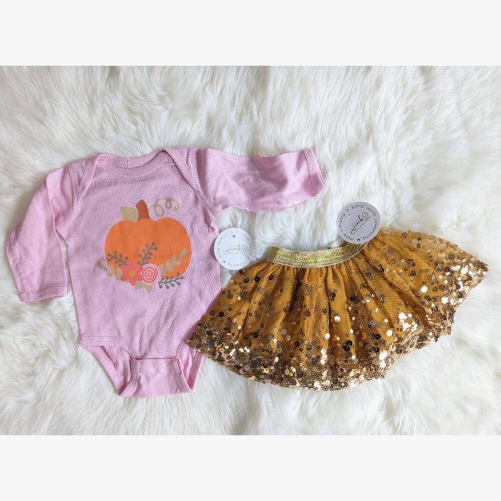 Sweet Wink Fall Pumpkin Spice 2 piece set sz 3-6m